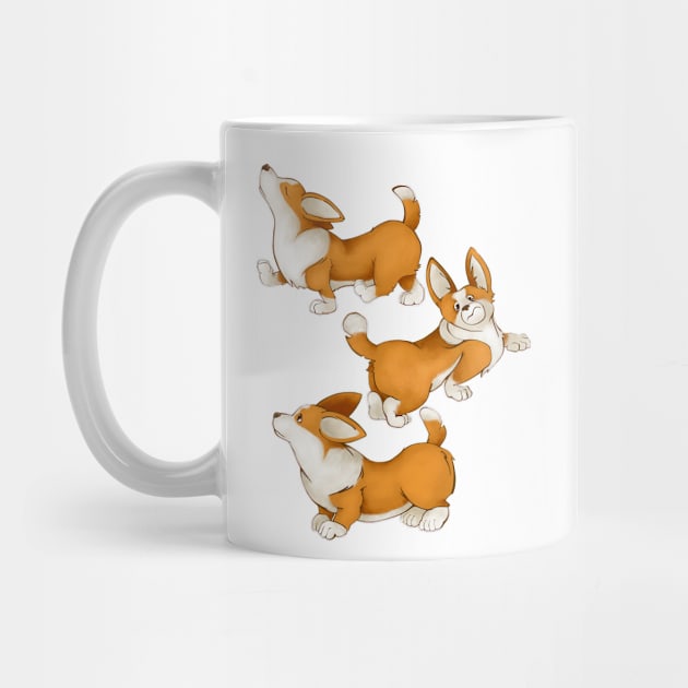 Cute dogs of the Corgi breed. Puppies for a walk. by kacia